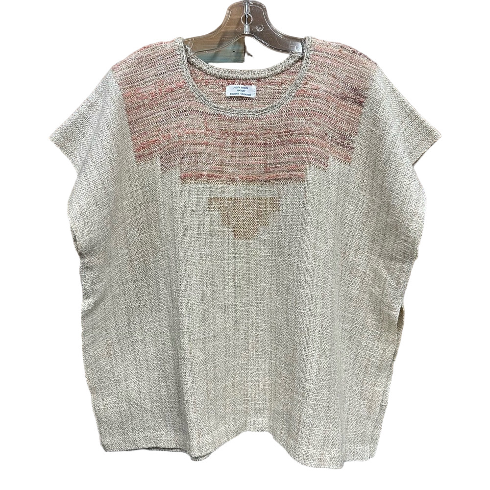 Handwoven tunic womens vest One Size neutral oatmeal metallic Artisan